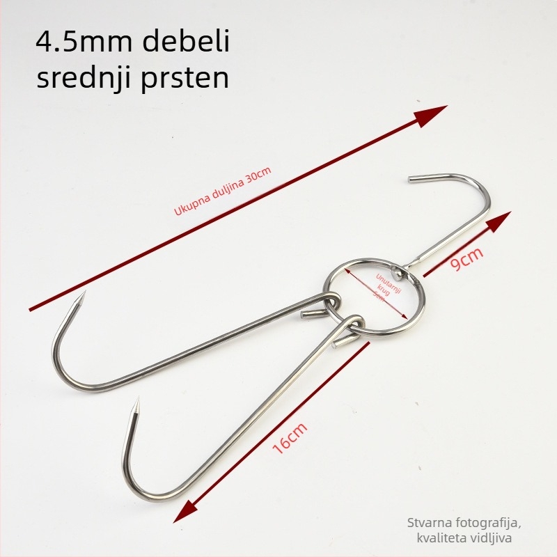Nehrđajući čelični kuk za pečenje s prstenom, udvostručeni kuk za pečenje patke, guske i piletine