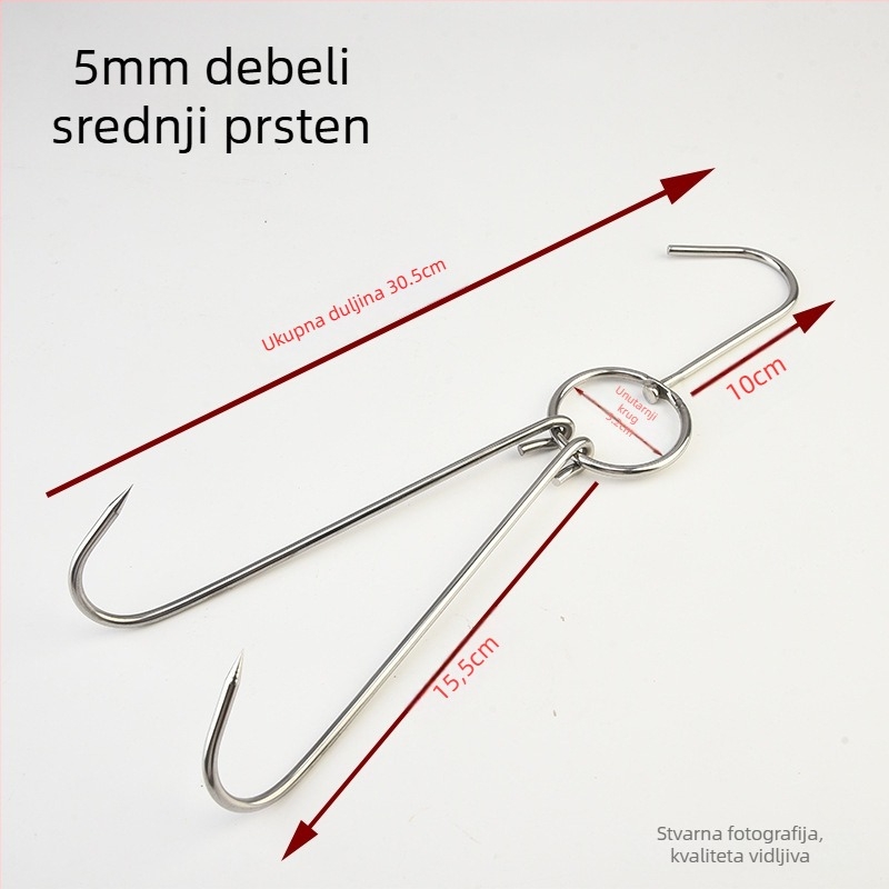 Nehrđajući čelični kuk za pečenje s prstenom, udvostručeni kuk za pečenje patke, guske i piletine