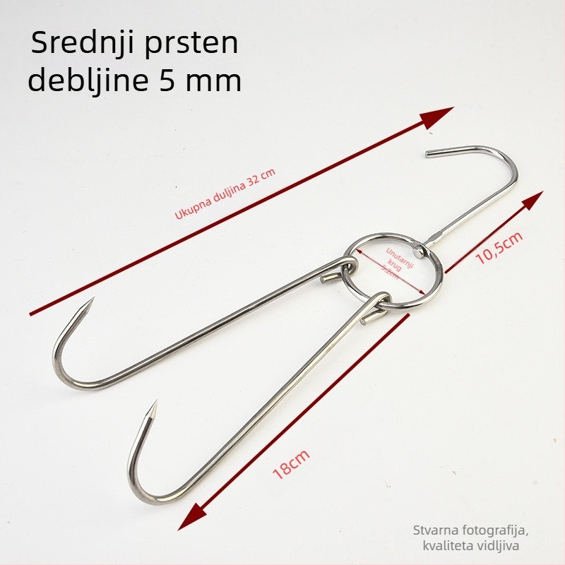 Nehrđajući čelični kuk za pečenje s prstenom, udvostručeni kuk za pečenje patke, guske i piletine