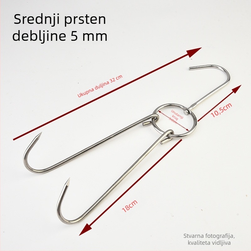 Nehrđajući čelični kuk za pečenje s prstenom, udvostručeni kuk za pečenje patke, guske i piletine