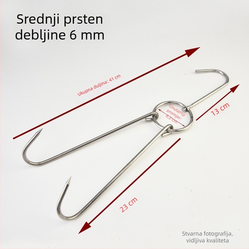 Nehrđajući čelični kuk za pečenje s prstenom, udvostručeni kuk za pečenje patke, guske i piletine