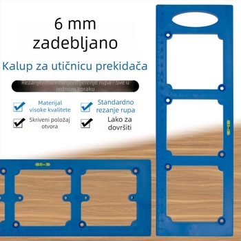Kalup za otvor utičnice i prekidač 86-box, s razinom — za namještaj i garderobu; šablona drvoreza