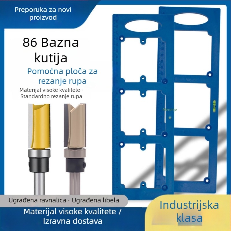 Kalup za otvor utičnice i prekidač 86-box, s razinom — za namještaj i garderobu; šablona drvoreza