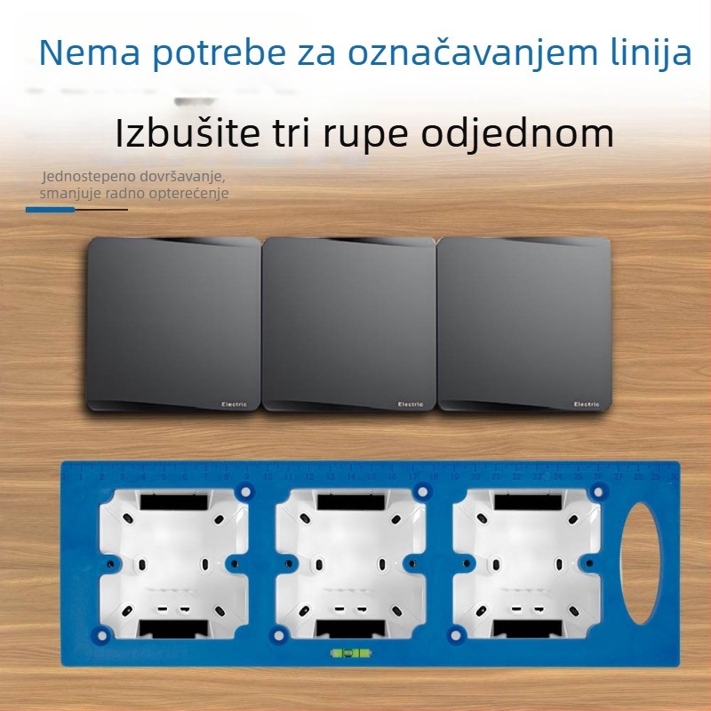 Kalup za otvor utičnice i prekidač 86-box, s razinom — za namještaj i garderobu; šablona drvoreza