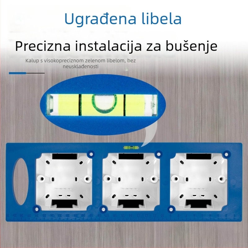 Kalup za otvor utičnice i prekidač 86-box, s razinom — za namještaj i garderobu; šablona drvoreza