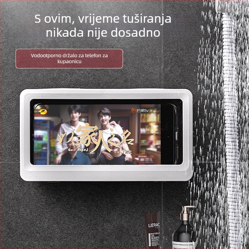 Vodootporna fut telefonu s dodirnim zaslonom za kupaonicu, zidni držač bez bušenja i udoban stalak za gledanje videa