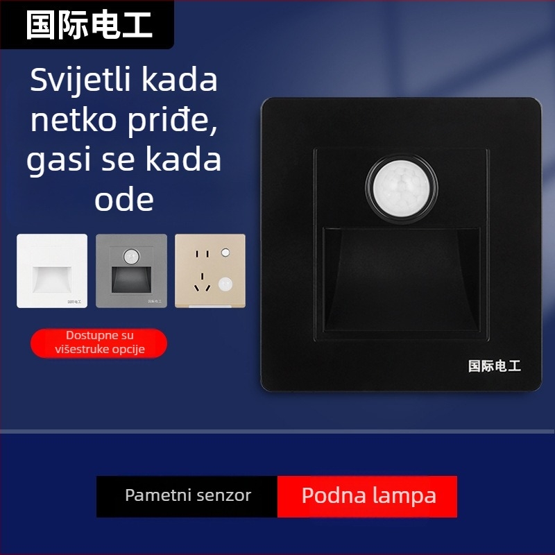 86-tip ugrađeno LED svjetlo za pod s senzorom pokreta, za kutove, hodnike i stubišta – noćna rasvjeta, štedljiva energija