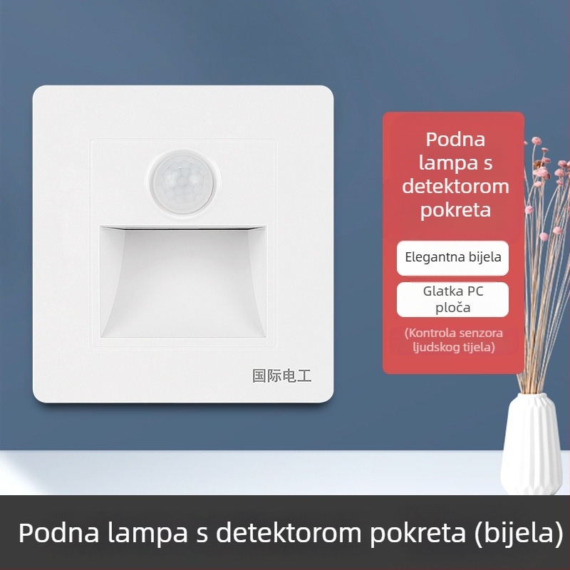 86-tip ugrađeno LED svjetlo za pod s senzorom pokreta, za kutove, hodnike i stubišta – noćna rasvjeta, štedljiva energija