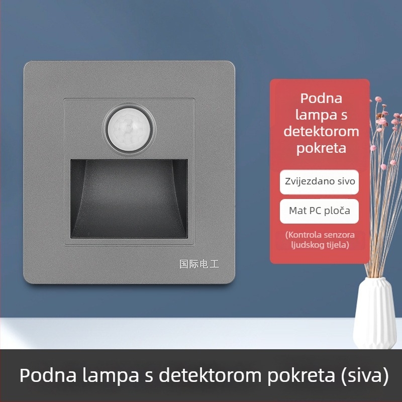 86-tip ugrađeno LED svjetlo za pod s senzorom pokreta, za kutove, hodnike i stubišta – noćna rasvjeta, štedljiva energija
