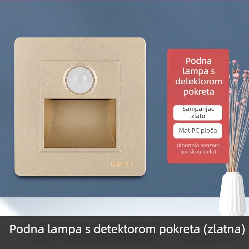 86-tip ugrađeno LED svjetlo za pod s senzorom pokreta, za kutove, hodnike i stubišta – noćna rasvjeta, štedljiva energija
