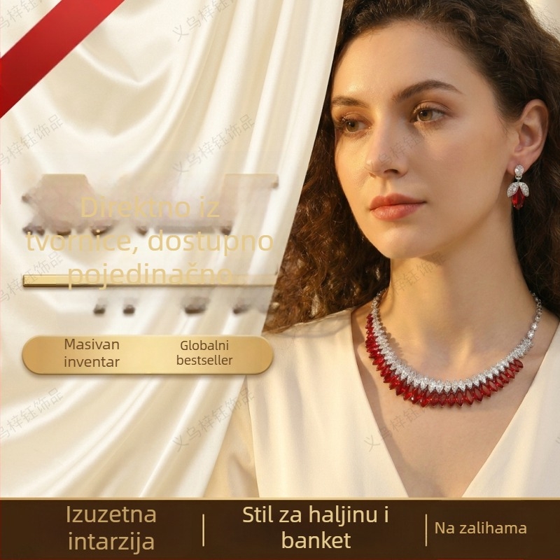 Set ogrlice i naušnica s kapljicom vode, otporan na promjene boje, za vjenčanje, večernje događaje