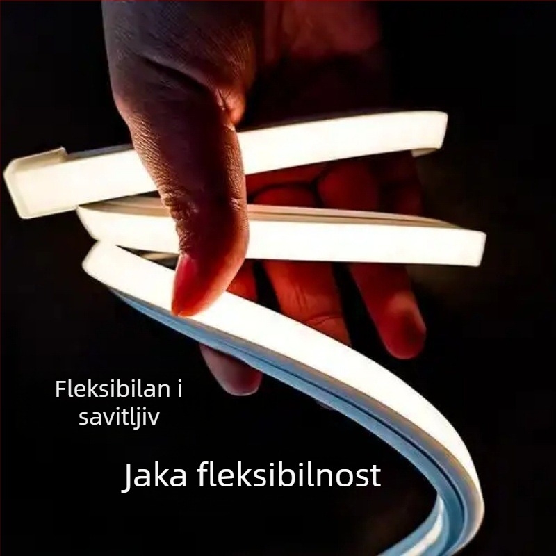 Integrirana LED fleksibilna silikon LED traka, vodootporna za vanjsku upotrebu, s prolazom kabela kroz mekani cijev, linijskog tipa