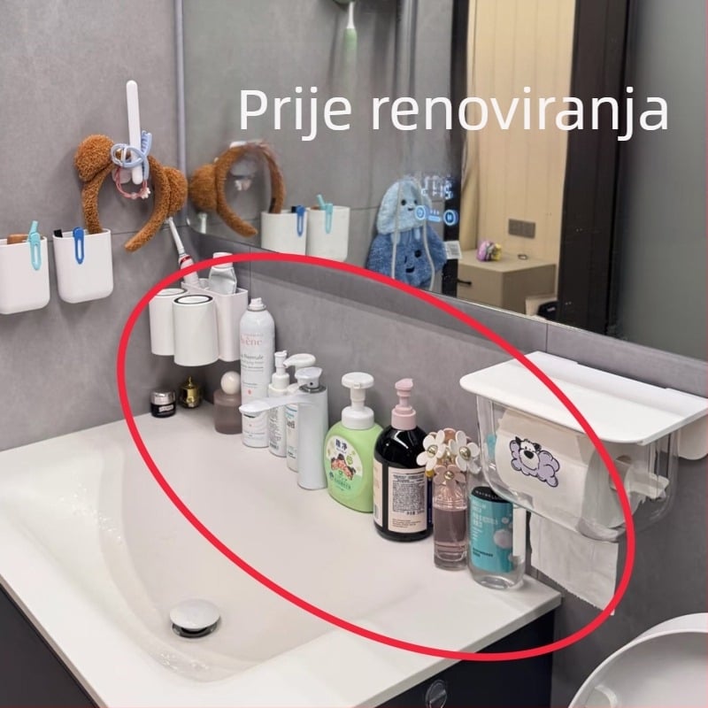 Zidni organizator za kupaonicu sa usisnim čašama, bez bušenja, višenamjenski držač za umivaonik