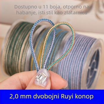 Dvobojni Ruyi konopac, 2 mm, ručno pleteni konopac za narukvice i ogrlice, DIY materijal