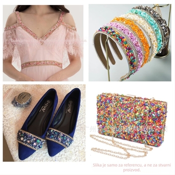 3,5 cm rhinestone pojas applikacija, ručno šivana, s ljepilom na stražnjoj strani za DIY odjeću