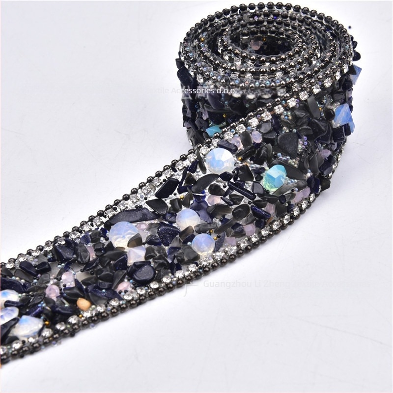 3,5 cm rhinestone pojas applikacija, ručno šivana, s ljepilom na stražnjoj strani za DIY odjeću