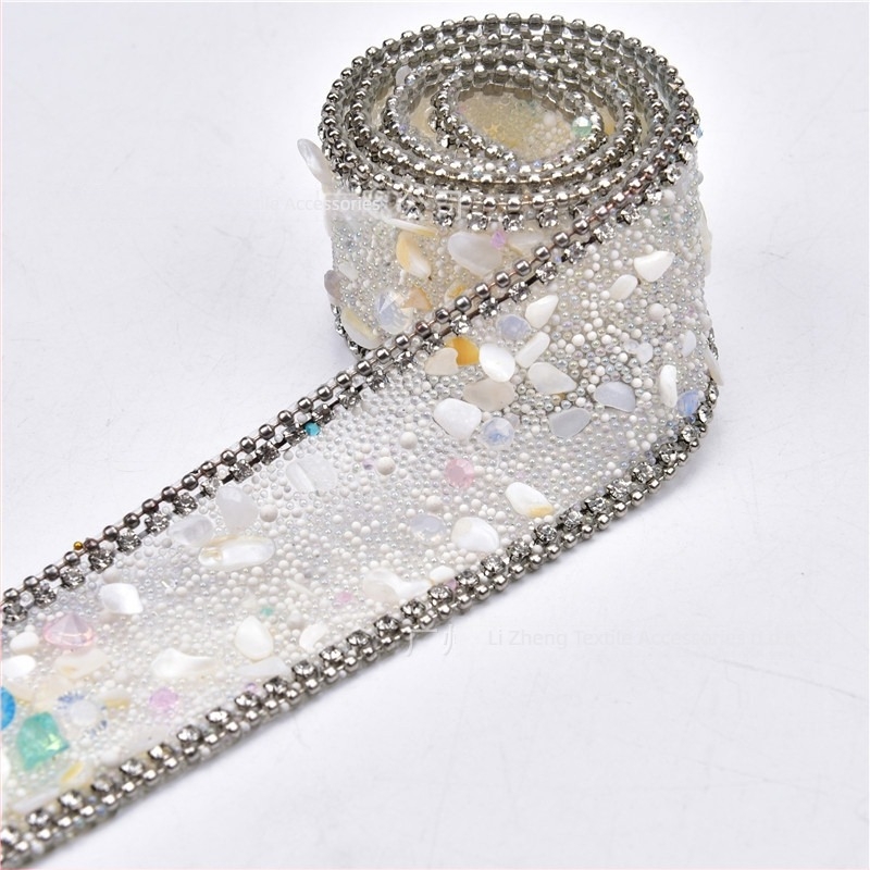 3,5 cm rhinestone pojas applikacija, ručno šivana, s ljepilom na stražnjoj strani za DIY odjeću