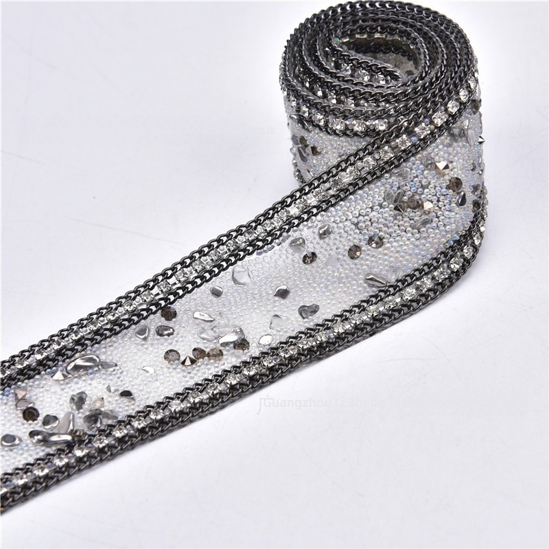 3,5 cm rhinestone pojas applikacija, ručno šivana, s ljepilom na stražnjoj strani za DIY odjeću