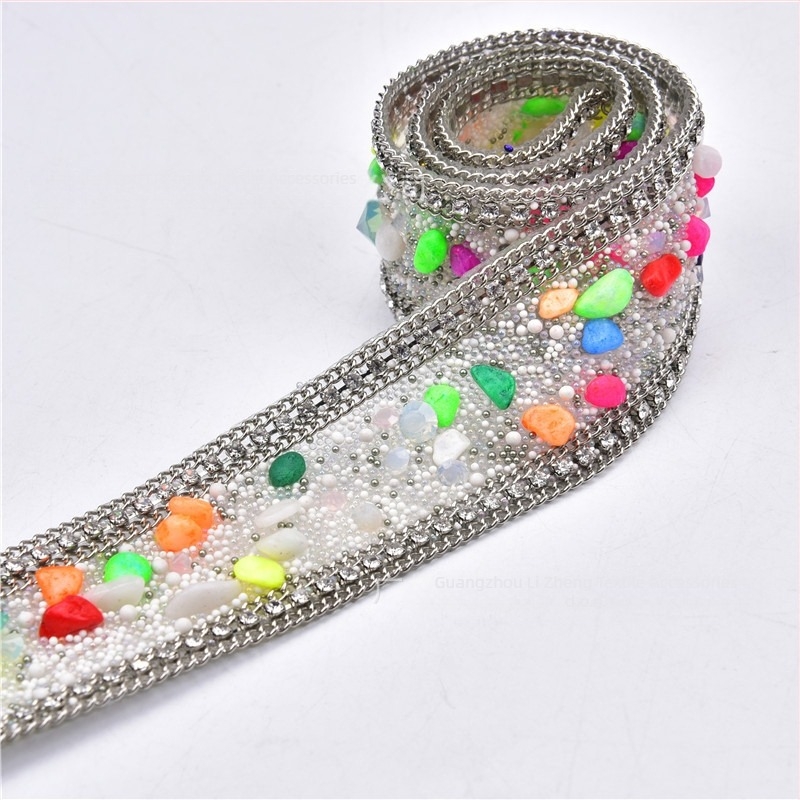 3,5 cm rhinestone pojas applikacija, ručno šivana, s ljepilom na stražnjoj strani za DIY odjeću