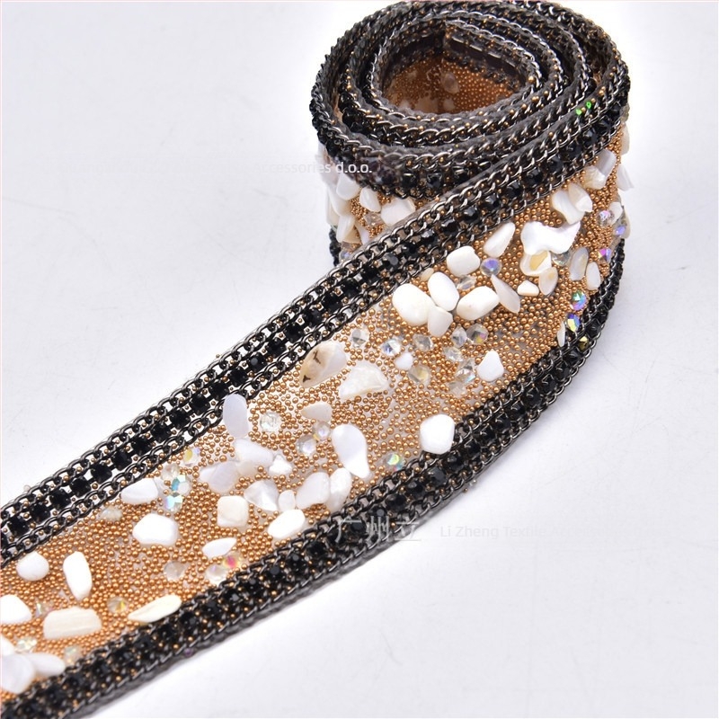 3,5 cm rhinestone pojas applikacija, ručno šivana, s ljepilom na stražnjoj strani za DIY odjeću