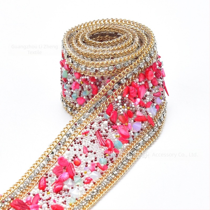 3,5 cm rhinestone pojas applikacija, ručno šivana, s ljepilom na stražnjoj strani za DIY odjeću