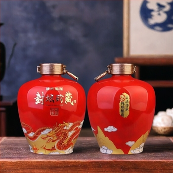 Jingdezhen keramički spremnik za vino s motivom zmaja, prazan, kapacitet 3/5/10 jin