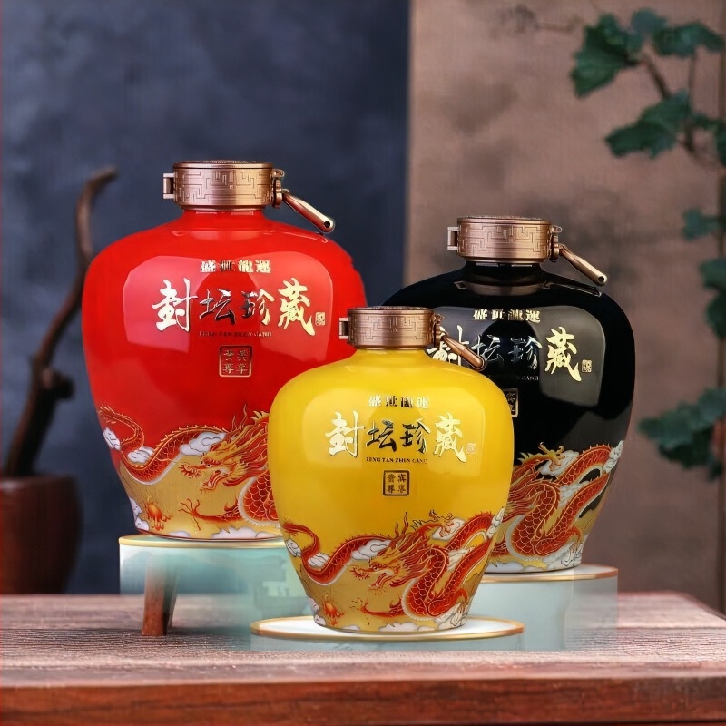 Jingdezhen keramički spremnik za vino s motivom zmaja, prazan, kapacitet 3/5/10 jin