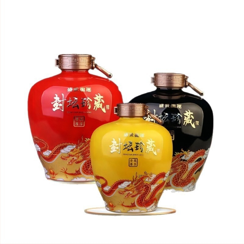 Jingdezhen keramički spremnik za vino s motivom zmaja, prazan, kapacitet 3/5/10 jin