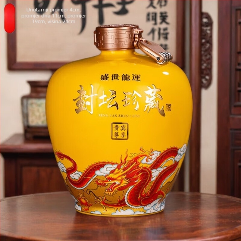 Jingdezhen keramički spremnik za vino s motivom zmaja, prazan, kapacitet 3/5/10 jin