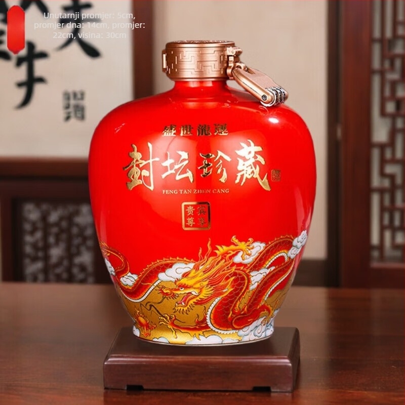Jingdezhen keramički spremnik za vino s motivom zmaja, prazan, kapacitet 3/5/10 jin