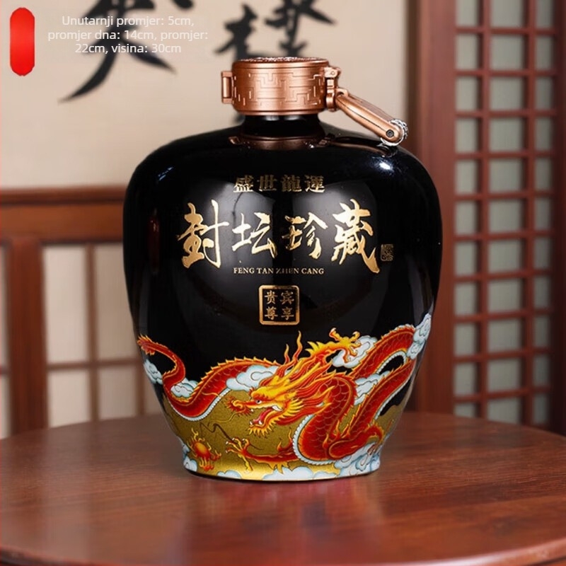 Jingdezhen keramički spremnik za vino s motivom zmaja, prazan, kapacitet 3/5/10 jin