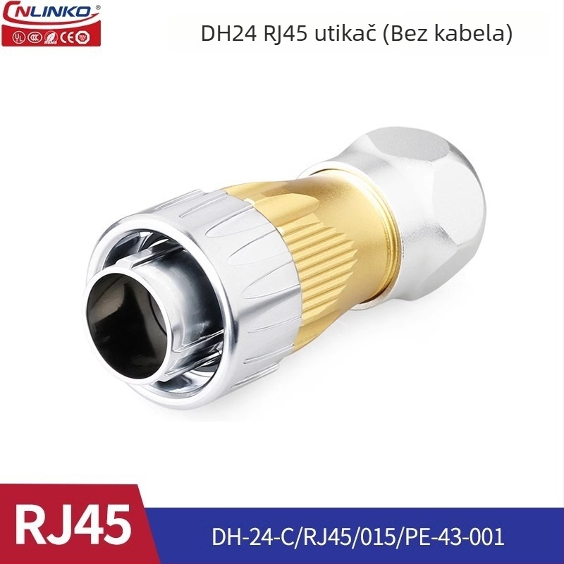 Lingke DH24 vodootporan RJ45 avionski priključak za vanjsku mrežu, dvostruka glava, kabelski produžitelj Ethernet