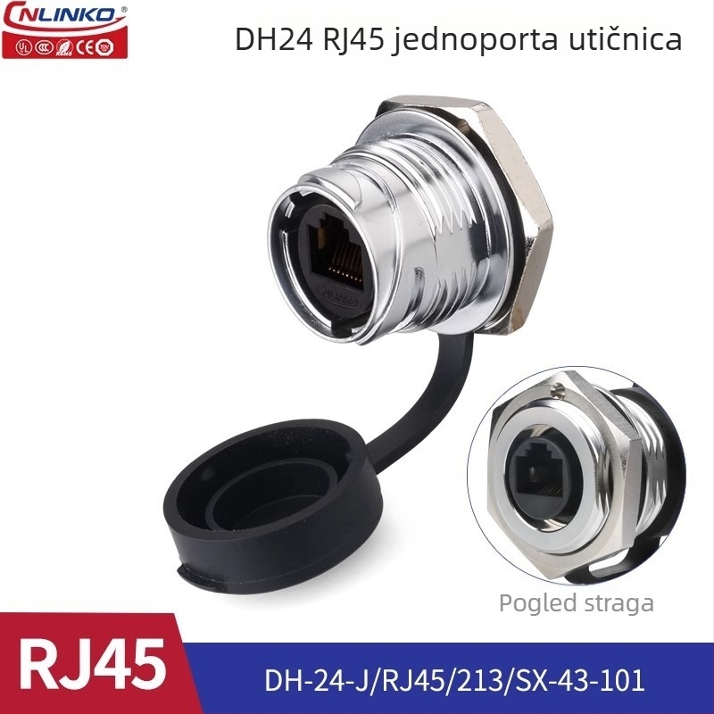 Lingke DH24 vodootporan RJ45 avionski priključak za vanjsku mrežu, dvostruka glava, kabelski produžitelj Ethernet