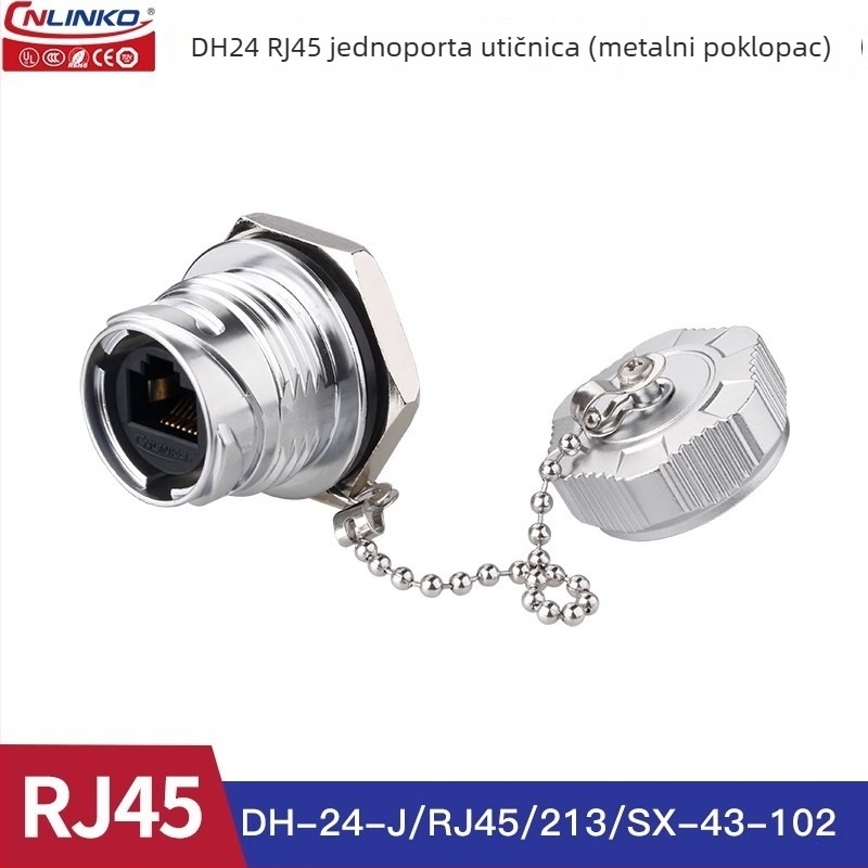 Lingke DH24 vodootporan RJ45 avionski priključak za vanjsku mrežu, dvostruka glava, kabelski produžitelj Ethernet