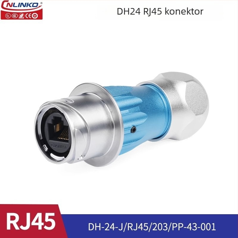 Lingke DH24 vodootporan RJ45 avionski priključak za vanjsku mrežu, dvostruka glava, kabelski produžitelj Ethernet