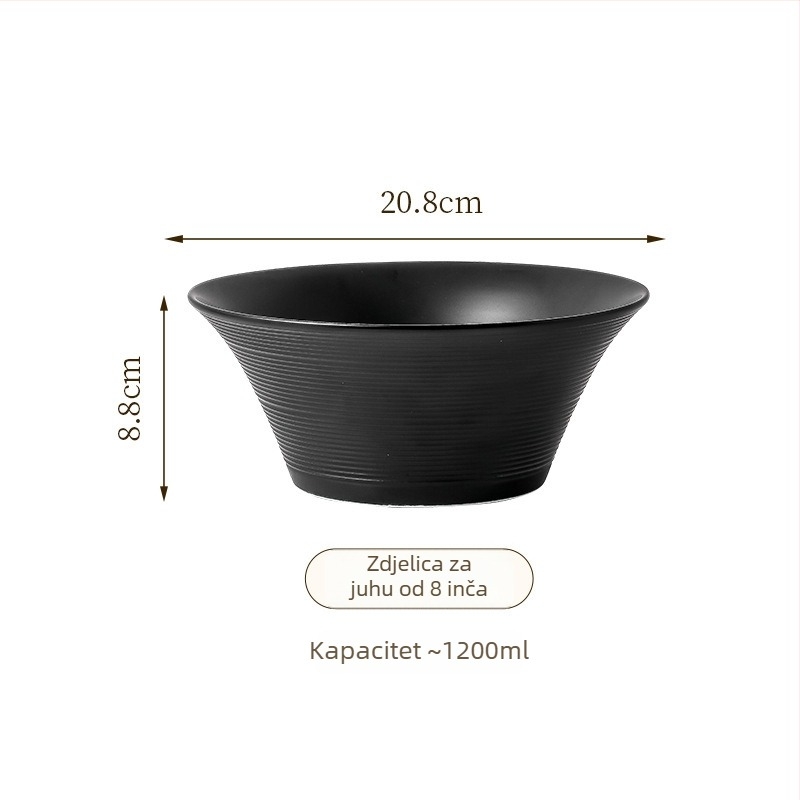 Crno-bijeli mat keramički posuđe za kućnu upotrebu - zdjele i tanjuri, minimalistički stil