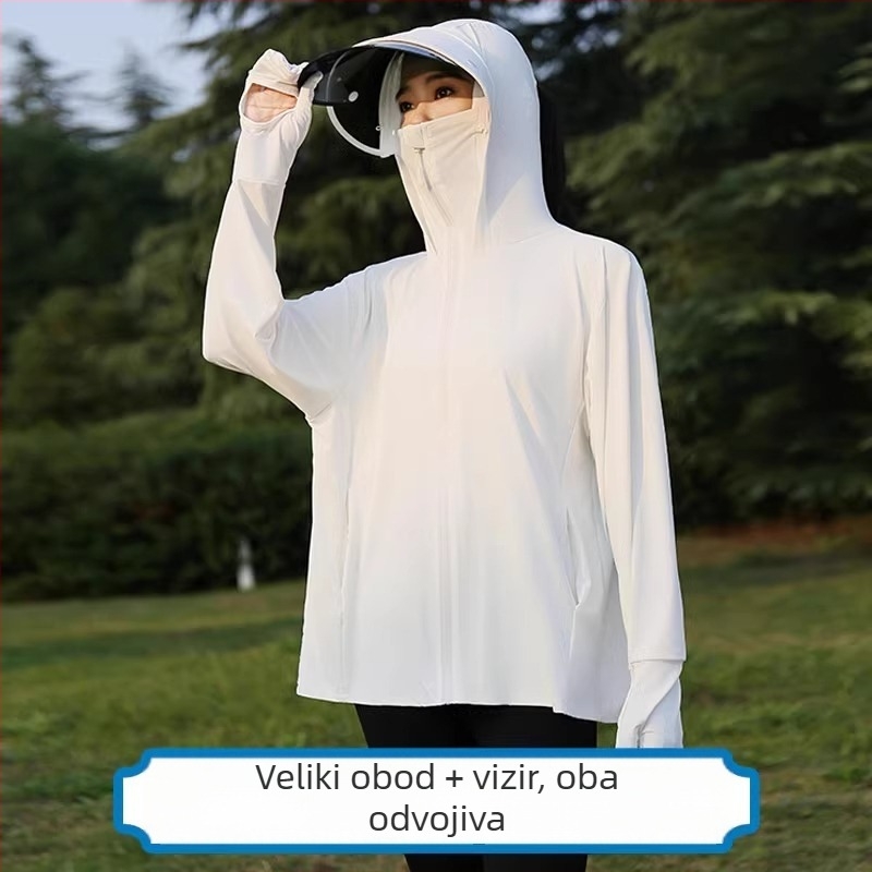 2026 Ženska plažna jakna za UV zaštitu UPF50+, lagana Ice Silk tanka, s rukavicama