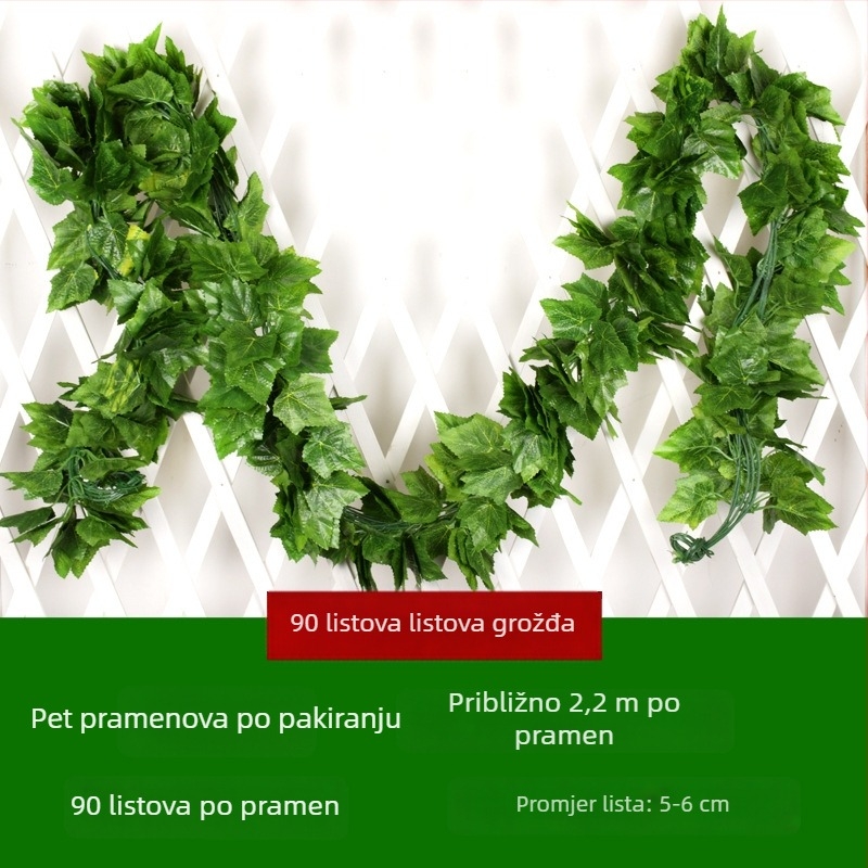 Umjetna zelena vinova loza s listovima za ukrašavanje stropa