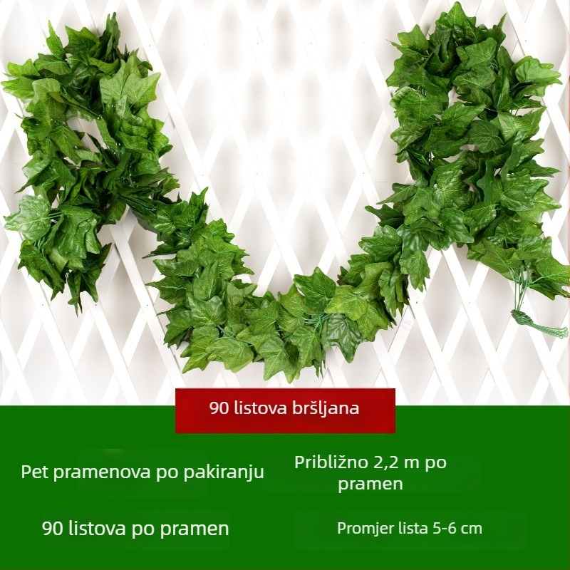 Umjetna zelena vinova loza s listovima za ukrašavanje stropa