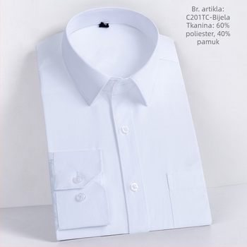 Nova muška košulja od jednobojnog twill materijala, poslovno-opuštajući stil, dugi rukav, jesen, opušten kroj