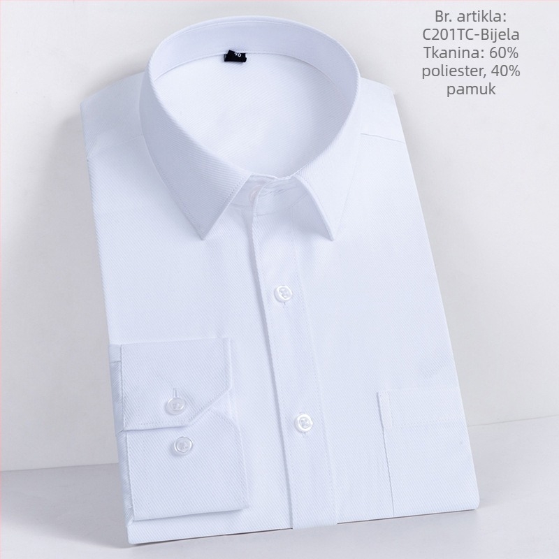 Nova muška košulja od jednobojnog twill materijala, poslovno-opuštajući stil, dugi rukav, jesen, opušten kroj