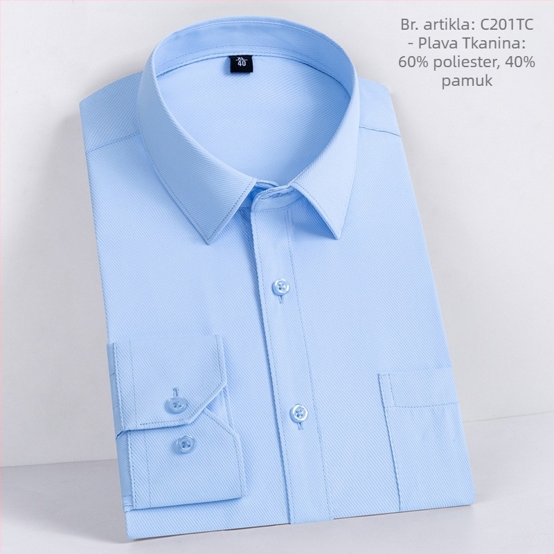 Nova muška košulja od jednobojnog twill materijala, poslovno-opuštajući stil, dugi rukav, jesen, opušten kroj