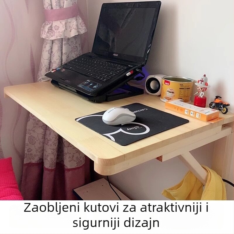 Drveni preklopni zidni stalak za kuhinju s policom i sklopivim stolom