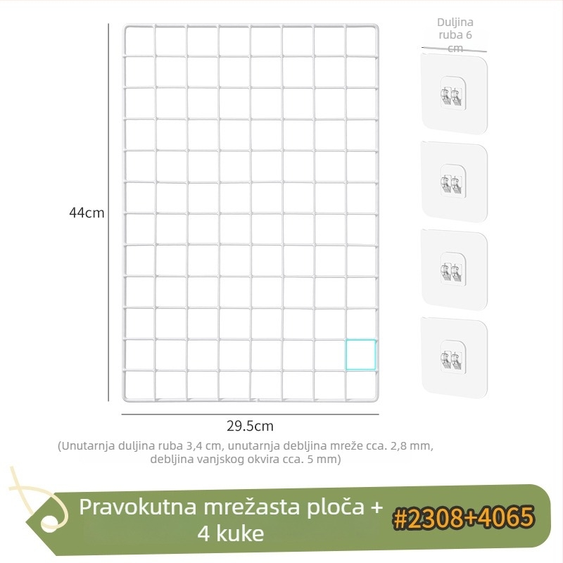 Polica za pohranu na vrata kuhinjskog ormara s mrežastim panelom, zidni nosač, bez bušenja
