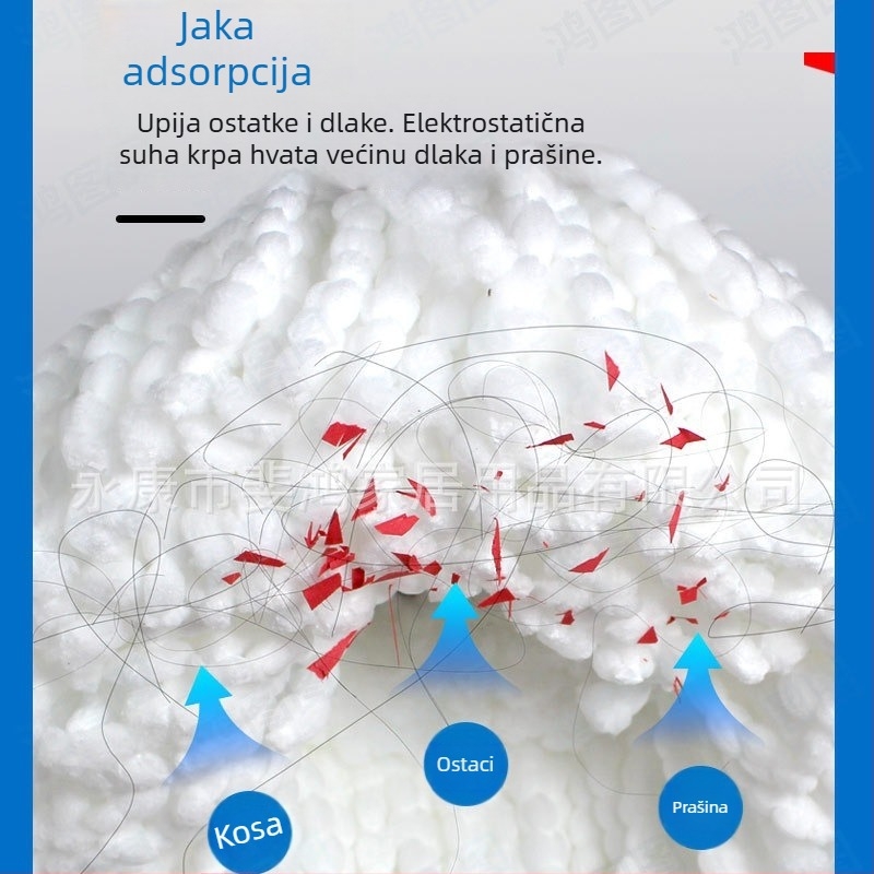Izuzetno debela glava za mop, 160 g, rotirajuća kružna glava, univerzalna zamjena, bez vlakana