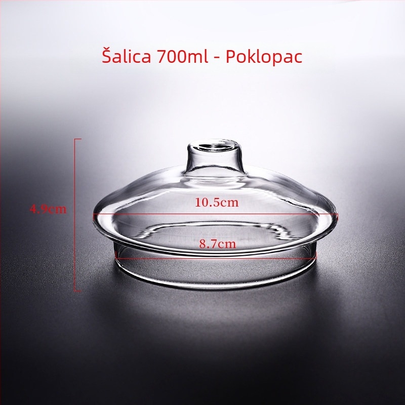 Poklopac od visoko borosilikatnog stakla za čajnike, šalice i posude; okrugli univerzalni poklopac