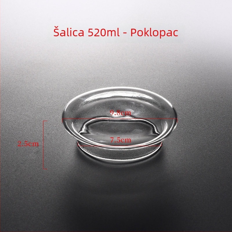 Poklopac od visoko borosilikatnog stakla za čajnike, šalice i posude; okrugli univerzalni poklopac