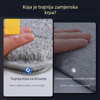 Glava mopa za ploski mop s debelim ljepilnim krpom, zamjenska glava, univerzalni model, skidiva i periva