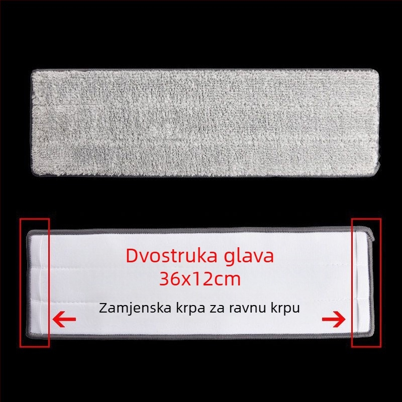 Glava mopa za ploski mop s debelim ljepilnim krpom, zamjenska glava, univerzalni model, skidiva i periva