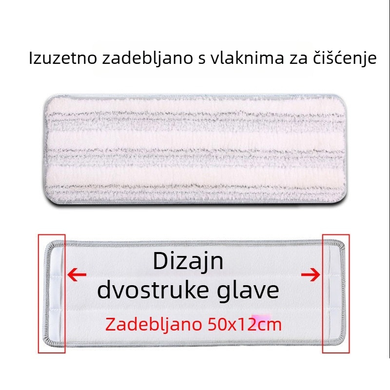 Glava mopa za ploski mop s debelim ljepilnim krpom, zamjenska glava, univerzalni model, skidiva i periva